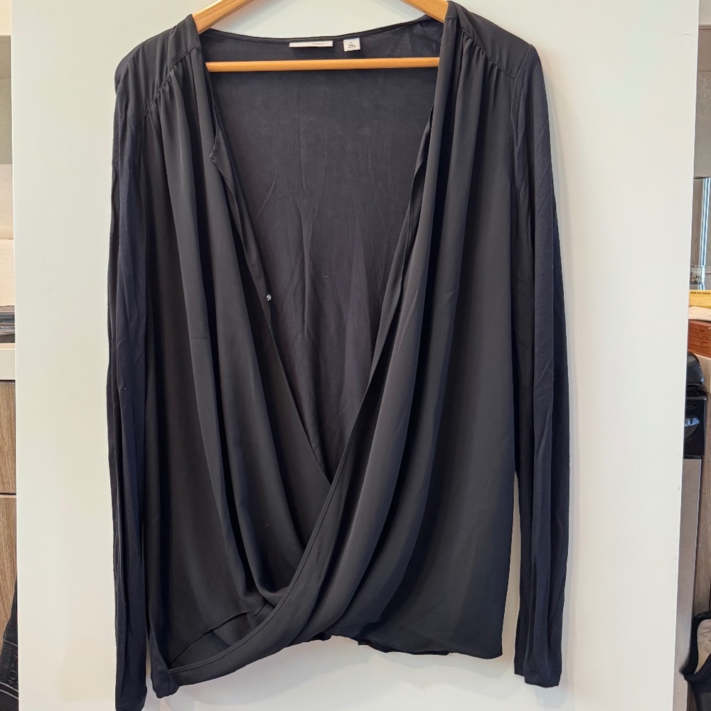 Halogen Draped Long Sleeved Black Blouse XL
